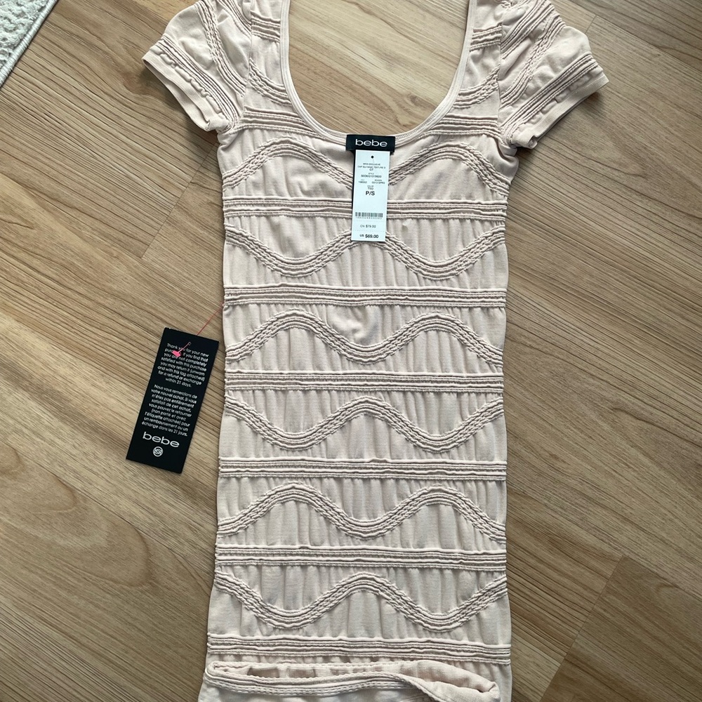 Bebe Textured Knit Dress in Cream